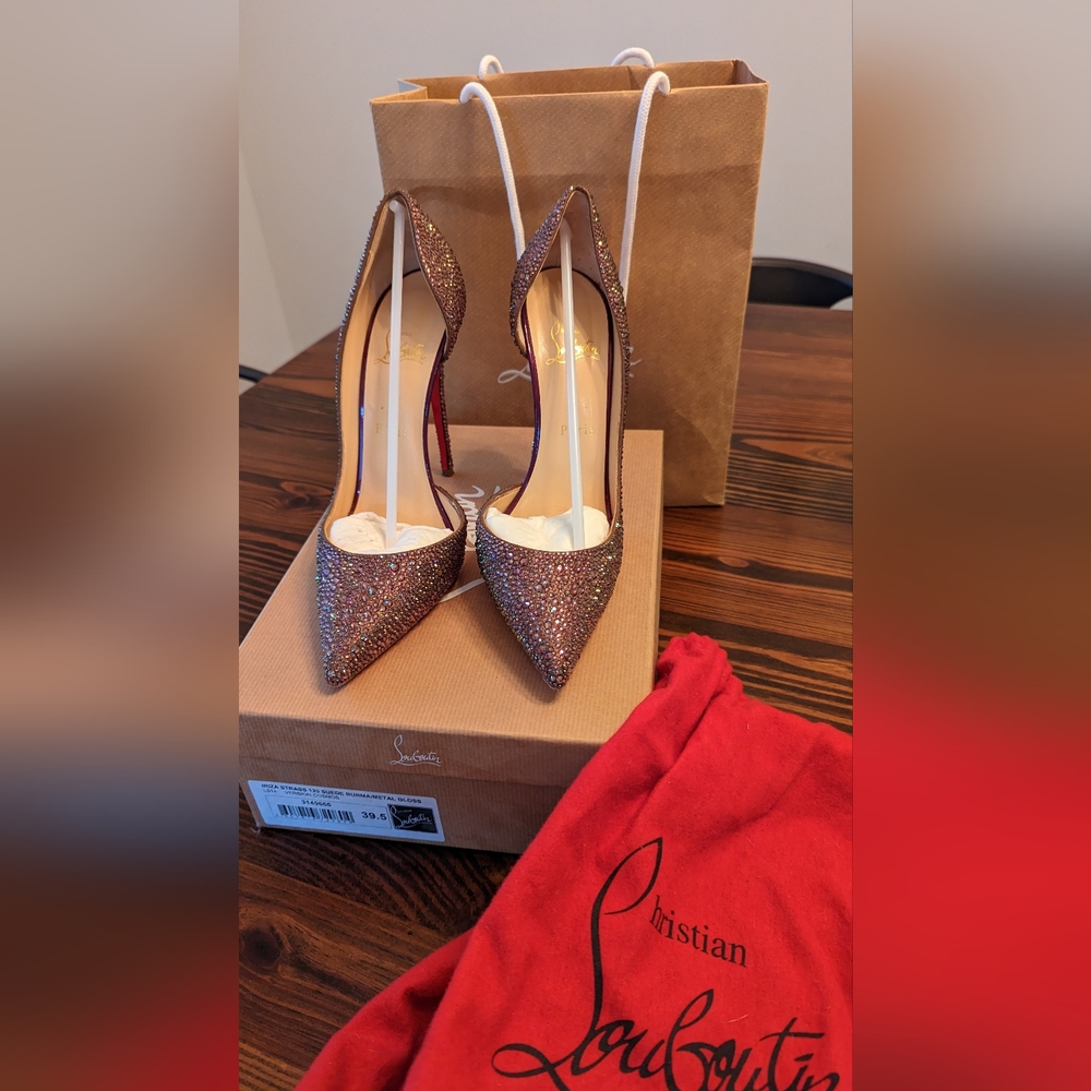Christian Louboutin Iriza Strass 120 Suede Burma/Metal Gloss
